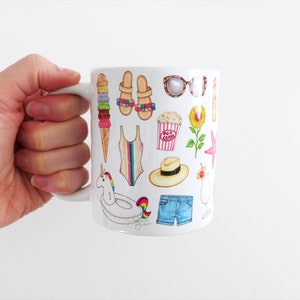 Summer Favorites Mug - Fashion Illustration / Favorite Things Fashion Mug, Fashion Art Mug, Fashion Sketches, Coffee or Tea