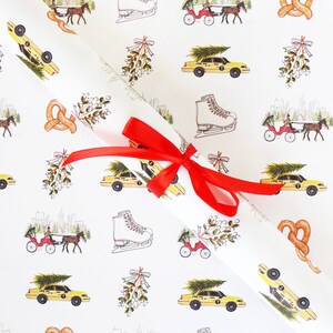 Fogli di carta da regalo - Natale a New York / Carta da regalo di Natale, Carta da regalo di New York, Carta da regalo illustrata di New York, Carta per le feste di New York City