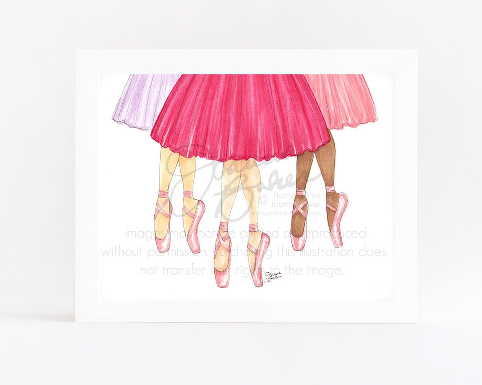 tutu trio fashion illustration art print / fashion sketch, girls room decor, pointe shoes, tutu, ballet art print, dancer art pr