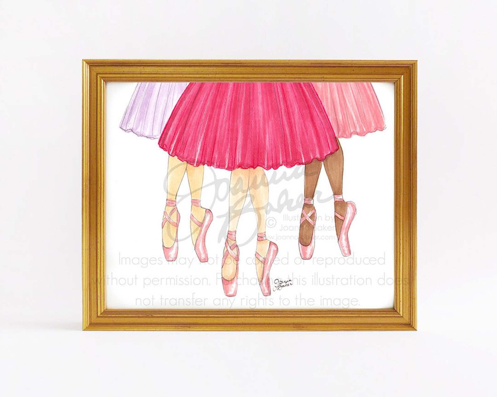 tutu trio fashion illustration art print / fashion sketch, girls room decor, pointe shoes, tutu, ballet art print, dancer art pr