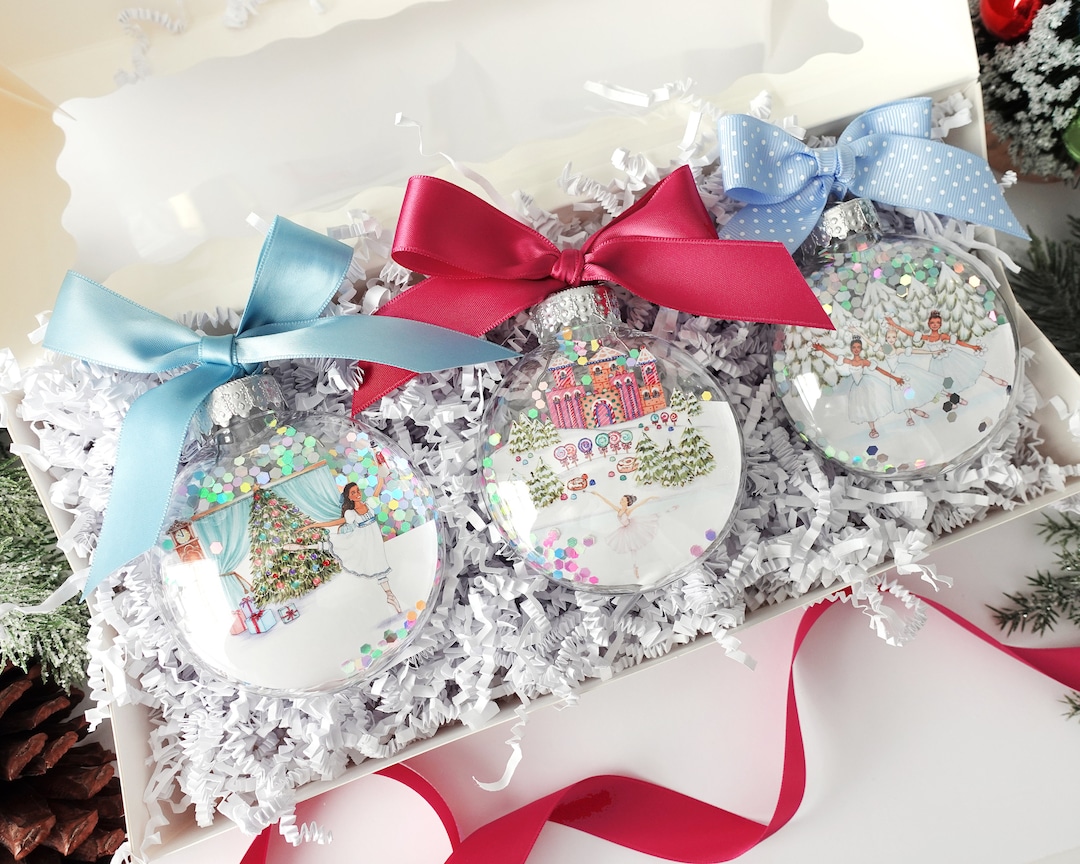 Create Your Own Nutcracker Gift Set Glitter Ornament Set of 3