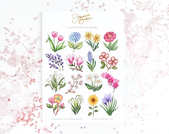 Blooming Flower Stickers / Floral Stickers, Garden Stickers, Flower Stickers, Planner Stickers, Spring Stickers, Bullet Journal Stickers