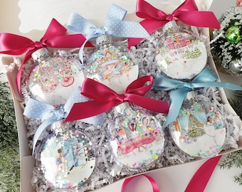 Crea tu propio juego de regalo de Cascanueces - Juego de 6 adornos con purpurina - Adorno navideño de Cascanueces de ballet, Adorno de bailarina, Hada de azúcar
