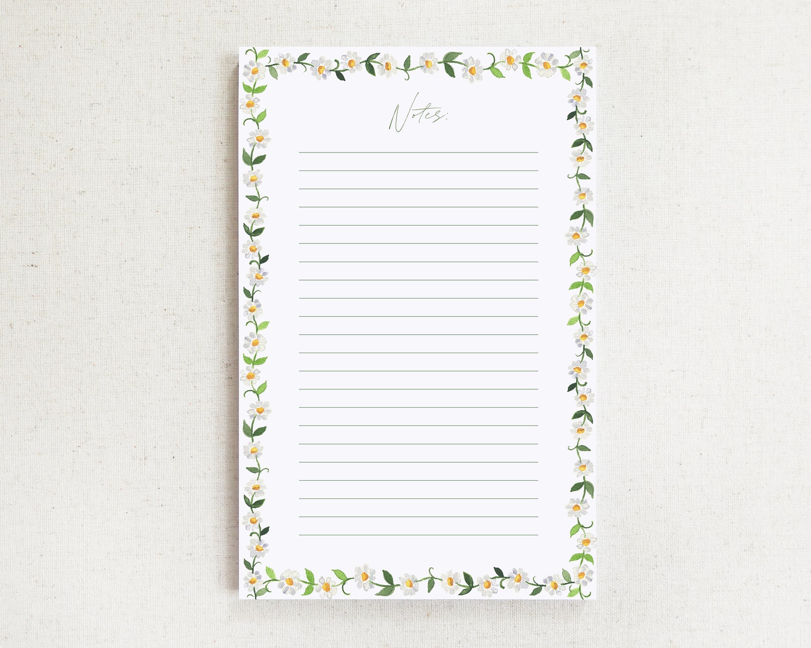 Daisy Chain Personalized Notepad / Floral Memo Pad, Botanical Notepad ...
