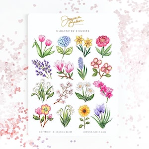 Blooming Flower Stickers / Floral Stickers, Garden Stickers, Flower Stickers, Planner Stickers, Spring Stickers, Bullet Journal Stickers