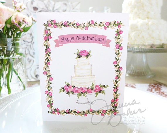 Happy Wedding Day Folded Note Card Wedding Greeting Card Etsy