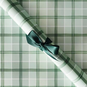 Gift Wrap Sheets - Mint Green Watercolor Plaid / Christmas Gift Wrap, Holiday Wrapping Paper, Plaid Gift Wrap, Green Wrapping Paper Sheets image 1