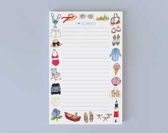 Personalized Notepad - Coastal Favorite Things / 5.5 x 8.5, 50 Sheets, New England, Packing List, Nantucket, Cape Cod Reading List