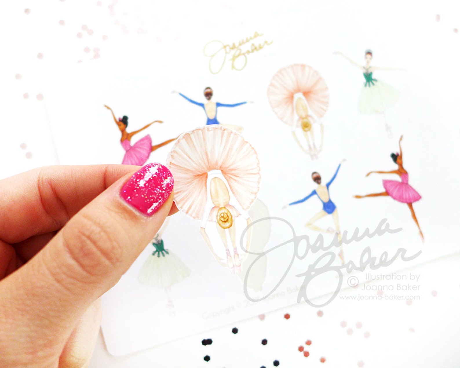 ballerina fashion illustration stickers - glossy, permanent / ballet stickers, dancer, tutu, pointe shoes, tutu stickers, dance