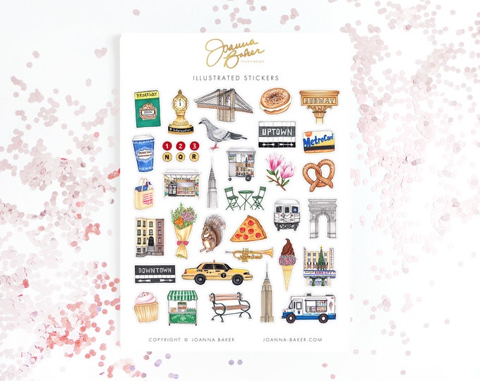 New York City Stickers / Kiss Cut Sticker Sheet / Scrapbooking Stickers ...