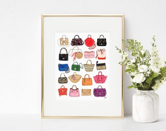 All The Bags Fashion Art Print / Handtasche Fashion Illustration von Joanna Baker