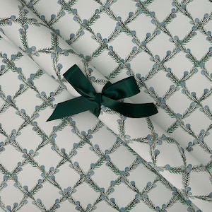 Gift Wrap Sheets - Winterberry Trellis / Christmas Gift Wrap, Pine Wrapping Paper, Winter Berry Gift Wrap, Grandmillennial Wrapping Paper