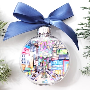 Times Square NYC Glitter Christmas Ornament / New York City Ornament, Christmas in NYC, Times Square Broadway, NYC Souvenir
