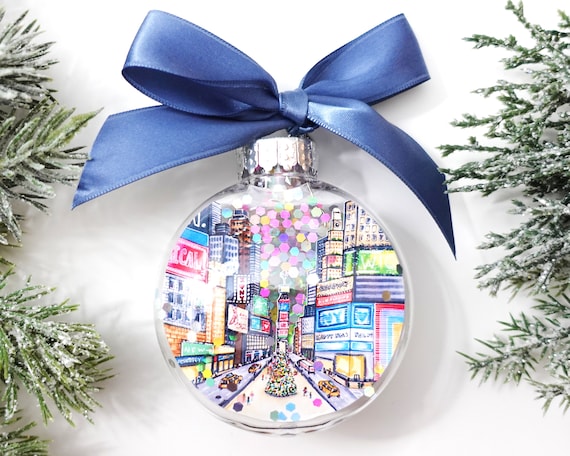 Times Square NYC Glitter Christmas Ornament / New York City Ornament, Christmas in NYC, Times Square Broadway, NYC Travel Souvenir
