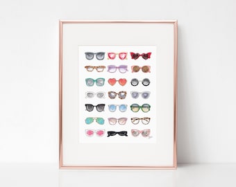 All The Sunglasses Fashion Kunstdruck / Summer Sunglasses Illustration von Joanna Baker