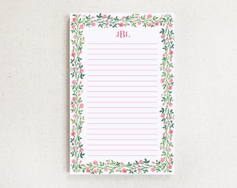 Climbing Roses Personalized Notepad / Floral Notepad, Memo Pad, Botanical Notepad, Hostess Gift, Grandmillennial Notepad, Desk Accessories