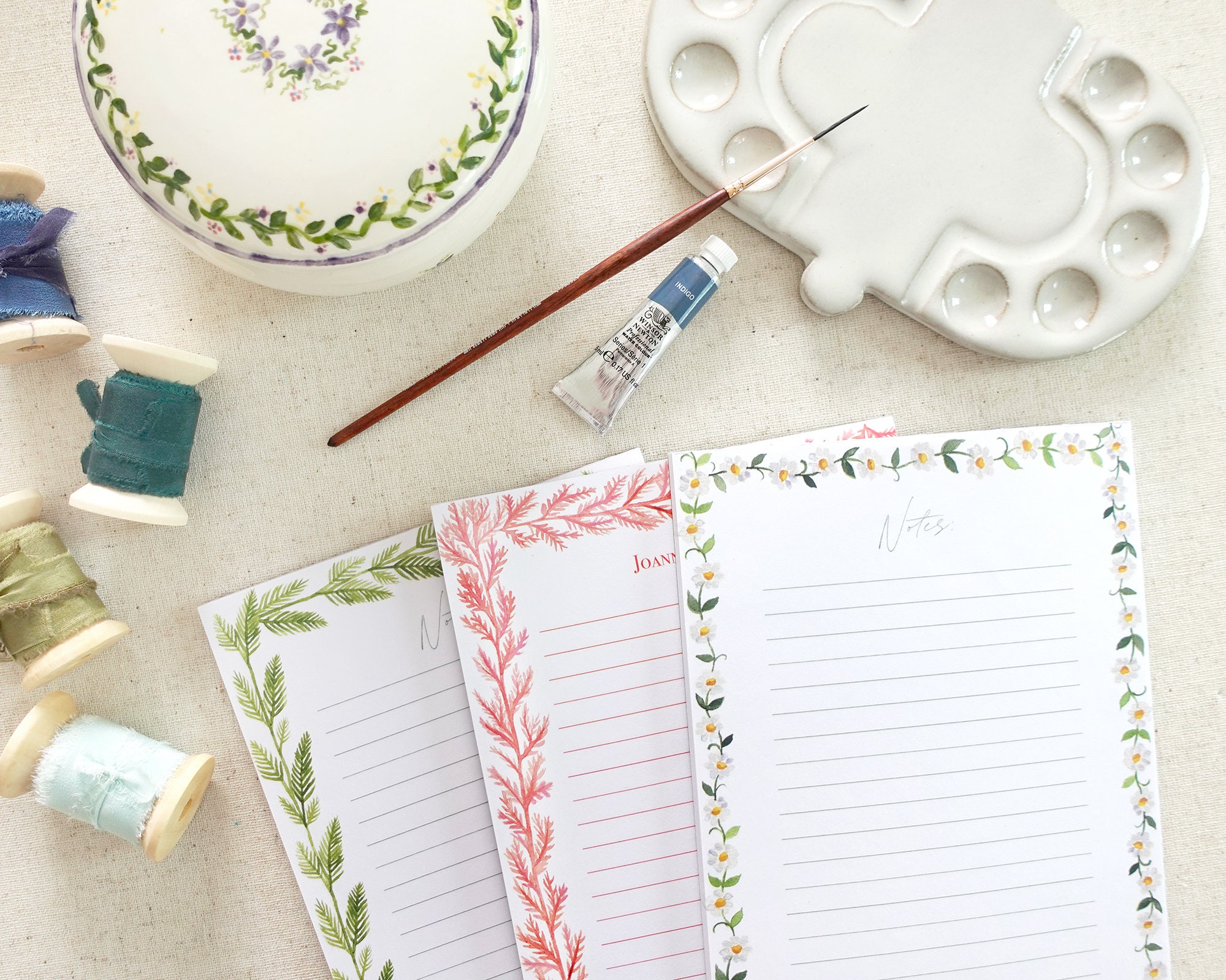 Daisy Chain Personalized Notepad / Floral Memo Pad, Botanical Notepad ...