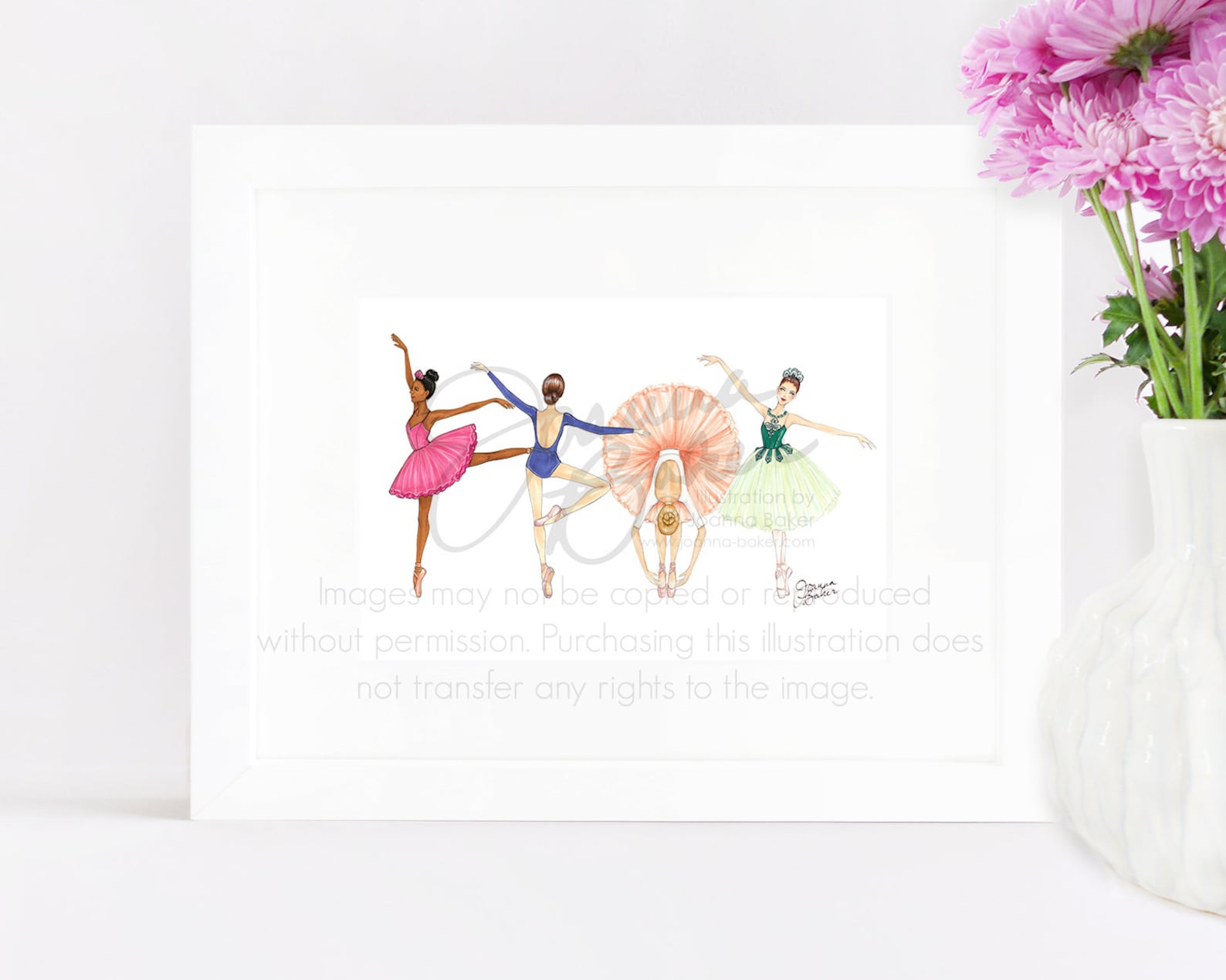 ballerina besties fashion illustration art print / fashion sketch, girls room decor, pointe shoes, tutu, ballet art print, dance