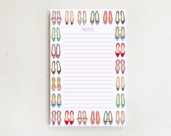 Cheerful Shoes Notepad / Shoe Notepad, Fashion Illustration Memo Pads, To-Do List, Mother's Day Gift, Shoe Art, Girly Desk Accessories