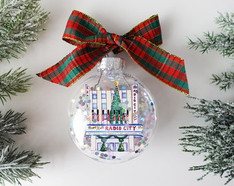 Radio City NYC Glitter Christmas Ornament / New York City Ornament, Christmas in NYC, 6th Avenue, NYC Souvenir, New York Historic Landmark