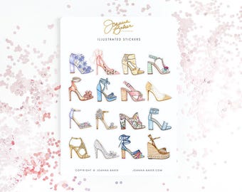 Pegatinas de zapatos en tonos pastel / Tacones altos, stilettos, zapatos de ilustración de moda, pegatinas para agendas y bullet journals