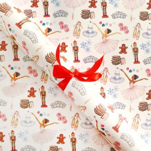 Fogli di carta da regalo - Carta da regalo per il balletto Schiaccianoci / Carta da regalo di Natale, Carta da regalo per le feste, Carta da regalo illustrata della Fata Confetto, Carta da regalo per il balletto