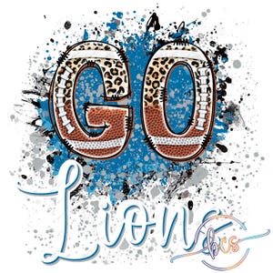 Go Lions! Game Day Leopard Football Splatter PNG