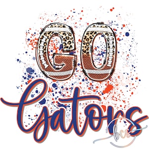 Go Gators! Game Day Leopard Football Splatter PNG