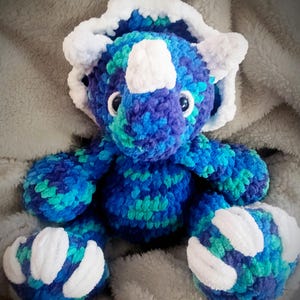 Tank the Triceratops – Plush Crochet Dinosaur Pal – Ready for Adoption!