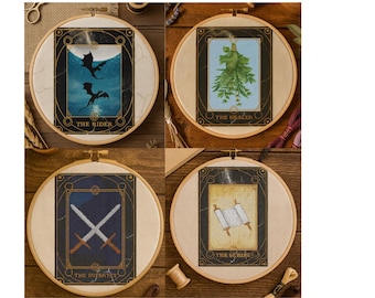 Fourth Wing Cross Stitch Bundle | Tarot Style Fantasy Embroidery Patterns