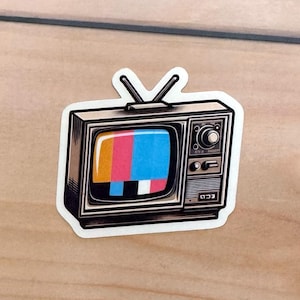 Fun Retro TV Sticker Television Set Die Cut Adhesive Vintage Pop Culture Telly Laptop Print For Water Bottle