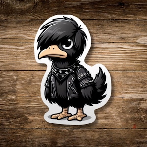 Emo Emu Sticker Black Bird Nerd Adhesive Print Dark Goth Vinyl Cute Funny Transfer Punk Animal