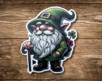 Irish Gnome Sticker Cute St. Patricks Day Die-Cut Irish Adhesive Print Gift For St. Patty's