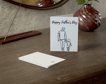 Minimal Design Father's Day Card One Line Art Card for Dad