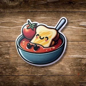 Grilled Cheese and Tomato Soup Food Sticker For Funny Foodie Laptop Decal