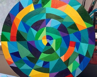 Cine - acrílico original geométrico abstracto