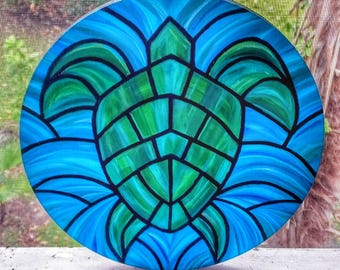 Tortuga marina - Mahia - Acrílico original pintado a mano - Lienzo envuelto en galería