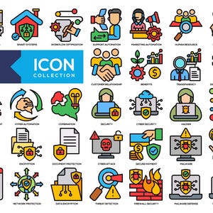 Peut inclure: Une collection d'icônes colorées liées à l'apprentissage automatique et à la sécurité des données. Les icônes représentent des concepts tels que le cloud computing, la cybersécurité, le cryptage des données et l'optimisation des flux de travail. Le titre "Machine Learning Icon Collection" est affiché.