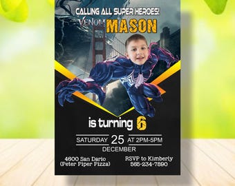 Custom Face Venom Birthday Invitation: Superhero Avengers Theme (Digital)