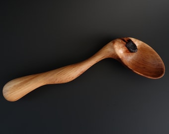 SERVICEBERRY WITH INCLUSION wooden spoon hand carved by Spoontaneous, wood spoon, wood carving, art spoons, carved spoon, sculptural spoon