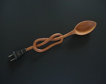 ELECTRICK wooden spoon hand carved by Spoontaneous, wood spoon, wood carving, art spoons, kitchen, sculptural spoon