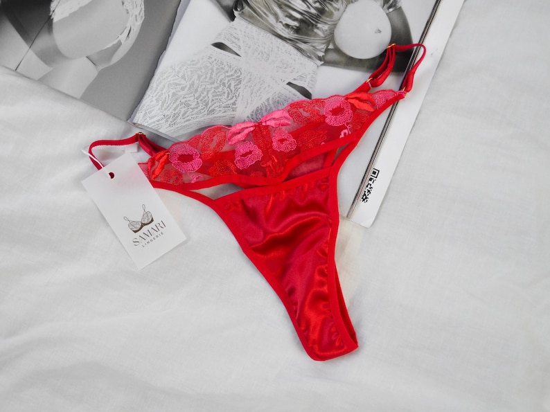 Red Lingerie Set, Sheer Lace Lingerie, Lingerie Set, Bra and Panty Set