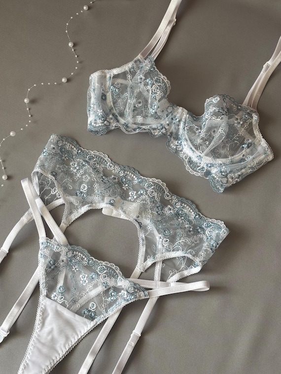 Floral Underwear, Blue Embroidered Lingerie,white Lingerie Set, Blue Lace Lingerie, Bra and Panty Set, Floral Bra, Valentines Day Gift - Etsy Floral Underwear, Blue Embroidered Lingerie,white Lingerie Set, Blue Lace Lingerie, Bra and Panty Set, Floral Bra, Valentines Day Gift - Etsy