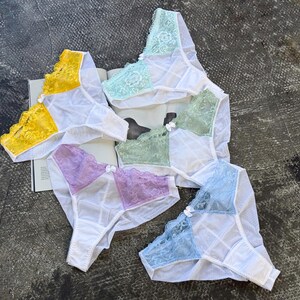 Brasilianische Unterwäsche-Set, florale Stickerei, brasilianische Unterwäsche, transparente Dessous, Spitzen-Unterwäsche-Set, brasilianischer Slip, geblümte Unterwäsche
