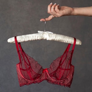 Red lingerie set, Valentines day gift, transparent red lingerie, bra and panty set, Christmas lingerie, delicate underwear,Christmas present