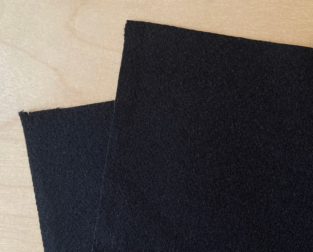 Pendleton Wool Fabric / Remnant / 223 Black Melton / 2 Pieces / Free