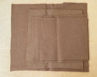 Pendleton Wool Fabric / Remnant / #243 - Tan Melton  / 4 pieces / Free shipping in US