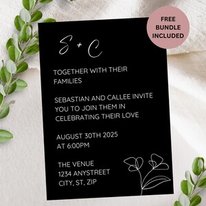 Black Minimalist Wedding Invitation
