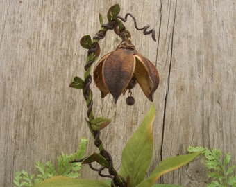 Handmade Fairy Garden Lantern, Dried Flower Pod, No Light, Miniature Decorative Figure
