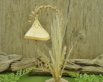 Handmade fairy lantern with natural wood shade, no light faux miniature lantern, indoor garden landscape decor